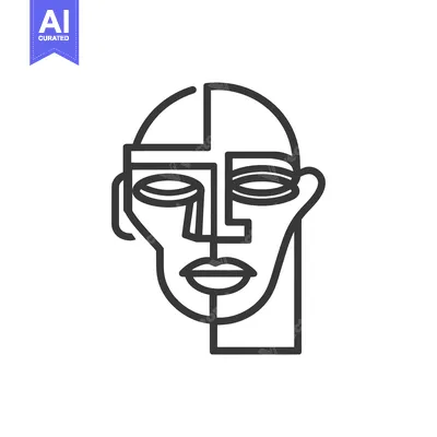 Aset premium populer: Abstract Geometric Face Portrait in Minimalist Line Art Style