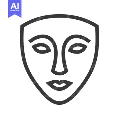 Premium design asset: Minimalist Theater Mask Icon: Simple, Bold Line Art Symbol of Drama an