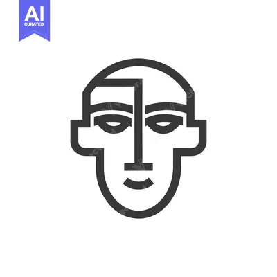 Aset premium populer: Minimalist Geometric Face Portrait: Bold Line Art on White Background