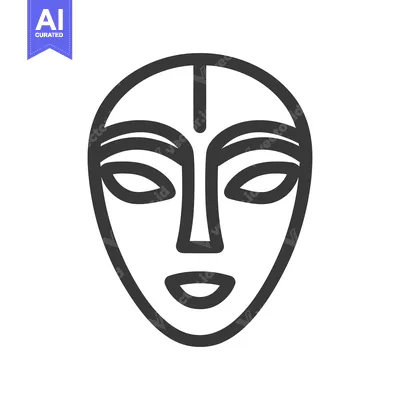 Aset premium populer: Minimalist Tribal Mask Icon: Bold Lines, Cultural Symbolism, Graphic D