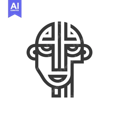 Premium design asset: Minimalist Tribal Mask: Bold Line Art, Geometric Face Design
