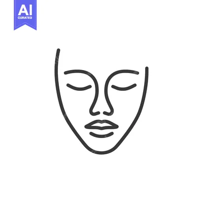 Premium design asset: Minimalist Line Art: Serene Female Face with Closed Eyes, Beauty Icon