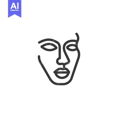 Aset premium populer: Minimalist Line Art: Abstract Female Face Portrait on White Background