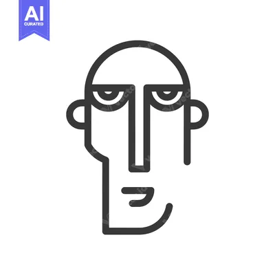 Aset desain premium: Minimalist Line Art Portrait: Geometric Face with Bold Features on Whi