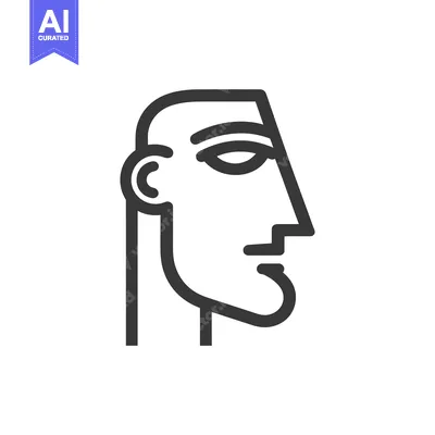 Aset premium populer: Minimalist Line Art: Stylized Human Face Profile in Bold Black Outline