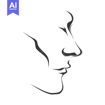Aset desain premium: Minimalist Line Art: Elegant Profile of a Human Face in Gray Tones