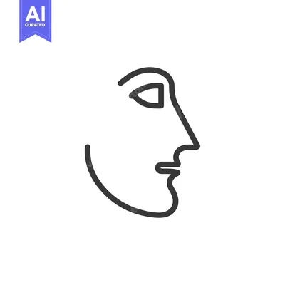 Aset premium populer: Minimalist Line Art: Abstract Human Face Profile on White