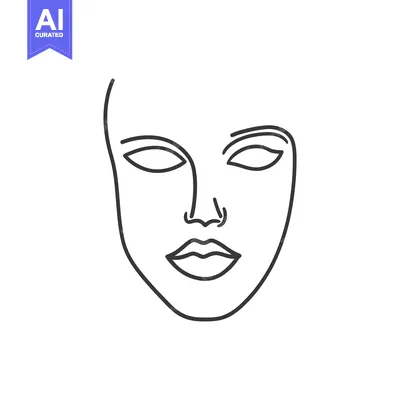 Premium design asset: A minimalist line drawing of a human female face