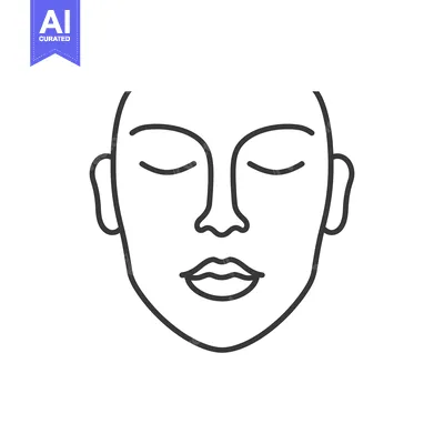 Popular premium asset: Simplified Outline Illustration Depicting a Human Face with Eyes Close