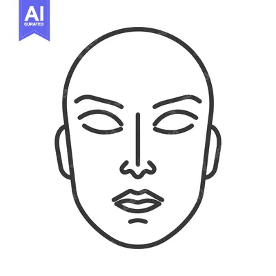 Aset desain premium: A simple line art illustration of a symmetrical human face