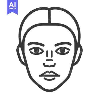 Aset premium populer: A simple black and white line drawing of a human face