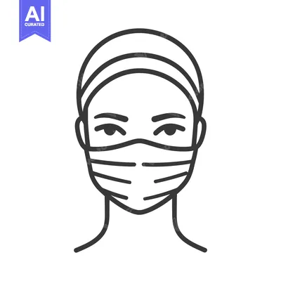 Premium design asset: A simple line drawing of a person wearing a mask