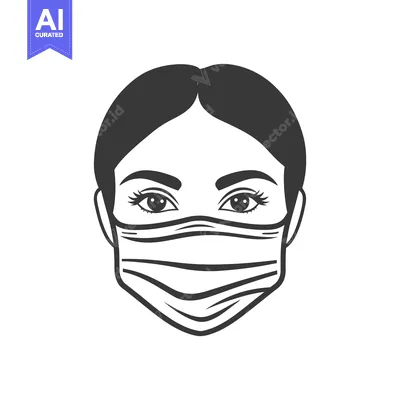 Aset premium populer: Illustration of a woman wearing a protective face mask carefully