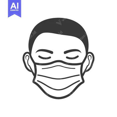 Aset desain premium: An illustrated face of a person wearing a face mask