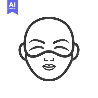 Premium design asset: A minimalist illustration depicting a sleeping face with eye mask