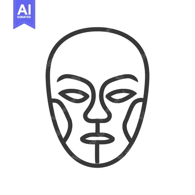 Aset desain premium: An outlined representation depicts a stylized human face on a white ba