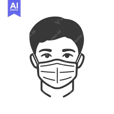 Premium design asset: A graphic illustration showing a person wearing a protective face mask