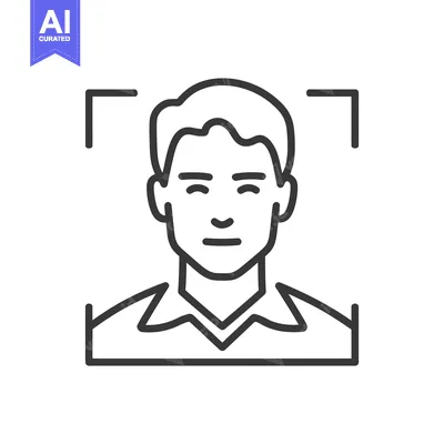 Aset desain premium: Face Recognition Scan: Minimalist Icon of Facial Identification Techno