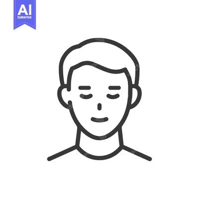 Aset premium populer: Minimalist Line Art Portrait of a Calm Man with Closed Eyes