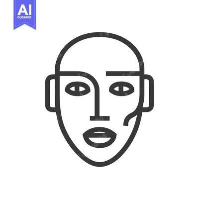 Aset premium populer: Minimalist Line Art: Abstract Human Face with Geometric Features and B