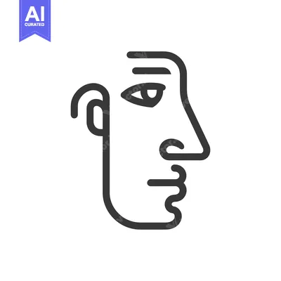 Aset premium populer: Minimalist Line Art: Abstract Human Face Profile in Dark Gray on White