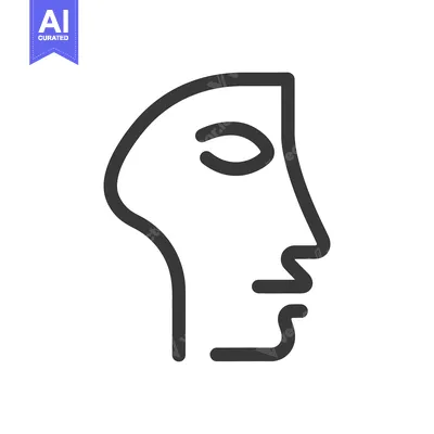 Aset desain premium: Minimalist Line Art: Abstract Human Face Profile in Dark Gray on White