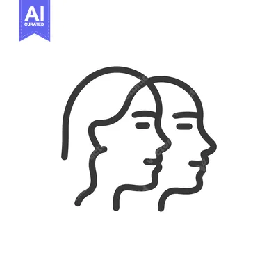 Aset desain premium: Intertwined Profiles: Minimalist Line Art of Two Faces in Harmony