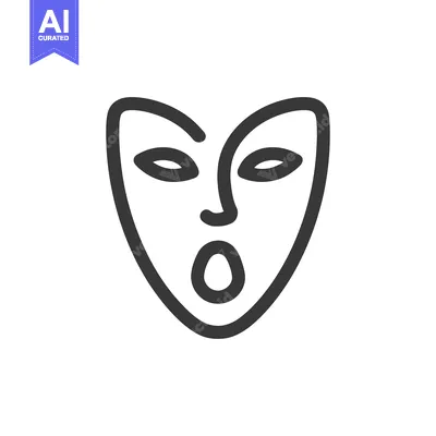 Premium design asset: Minimalist Mask Illustration: Bold Outline, Expressive Face, Modern De