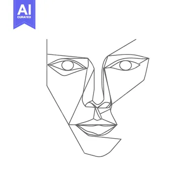 Popular premium asset: Minimalist Line Art Portrait: Abstract Geometric Face Illustration in