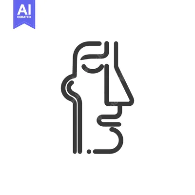 Aset premium populer: Minimalist Moai Head Icon: Modern Line Art Design on White Background