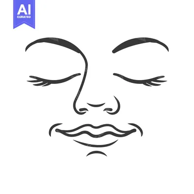 Popular premium asset: A simple line art drawing of a serene closed face