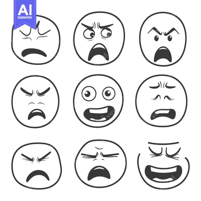 Aset desain premium: Illustrations depicting a variety of different emotional expressions o