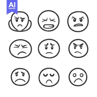 Download Various Simple Illustrations Expressing Negative Emotions And Sadness Vector Graphic