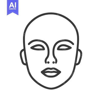 Aset premium populer: Simple outline representation of a human face looking forward