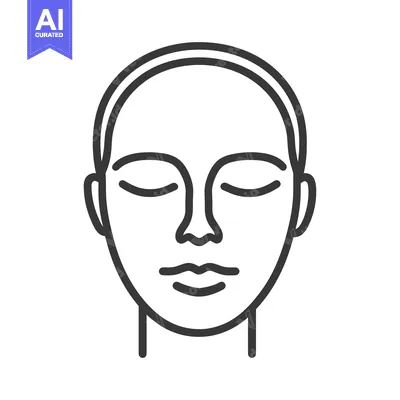 Download Simple outline illustration of a face with closed eyes in repose Vector Graphic