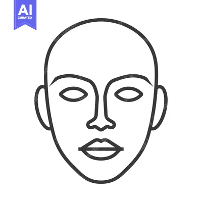 Aset premium populer: A minimalist monochrome line drawing of a human face