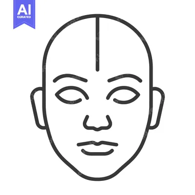 Aset premium populer: Simple Line Drawing Depicting A Human Face Front View