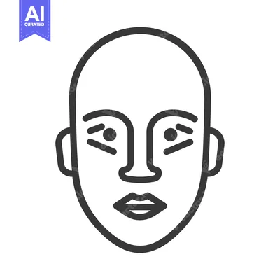 Aset desain premium: The line drawing presents a simplified human face illustration design