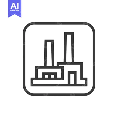 Premium design asset: Minimalist Factory Icon with Rounded Square Frame, Industrial Symbolis