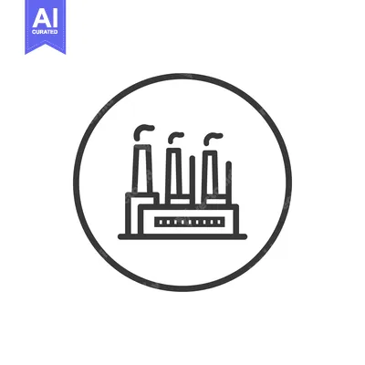 Aset premium populer: Minimalist Factory Icon: Industrial Symbol in Circular Frame, Clean De