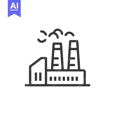 Premium design asset: Industrial Factory Icon: Minimalist Line Art with Smoke Emissions