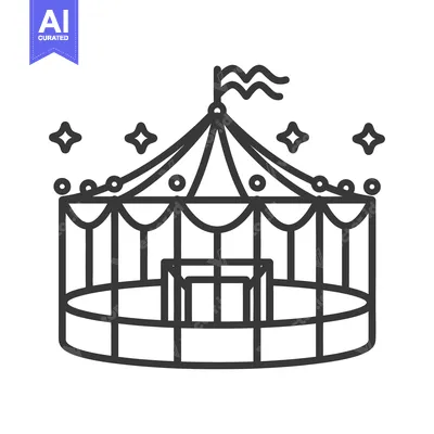 Aset desain premium: A simple illustration shows a stylized circus carousel tent design