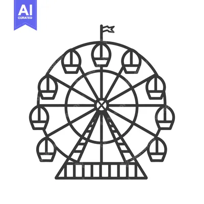 Popular premium asset: A simplified black and white line drawing of a ferris wheel