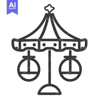 Aset desain premium: A simple line illustration of a carousel ride
