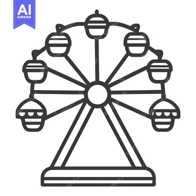 Aset desain premium: A simple black and white graphic representation of a ferris wheel