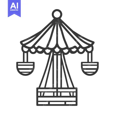 Aset desain premium: A simple black and white image of a carousel ride