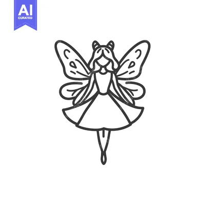 Aset premium populer: A Simple Black And White Outline Illustration Of A Fairy