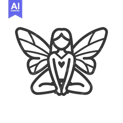 Premium design asset: A stylized illustration depicting a seated fairy with detailed wings