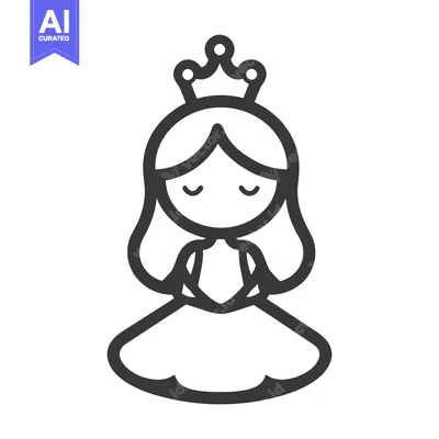 Premium design asset: A minimalist illustration of a princess wearing a simple crown