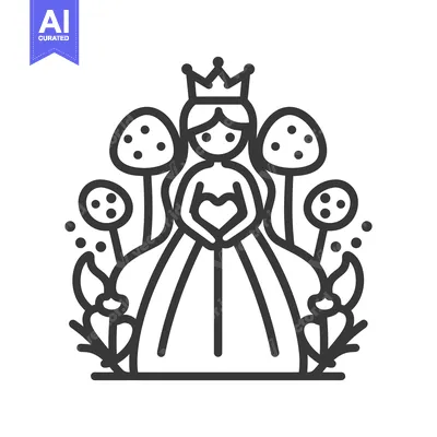 Aset premium populer: A royal princess wearing a crown surrounded by botanical elements